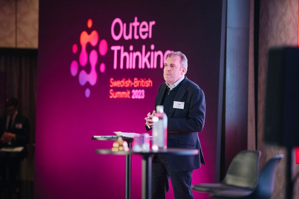 Tom Standage, Deputy Editor of The Economist, delivering a compelling speech at Outer Thinking summit in London 2023.